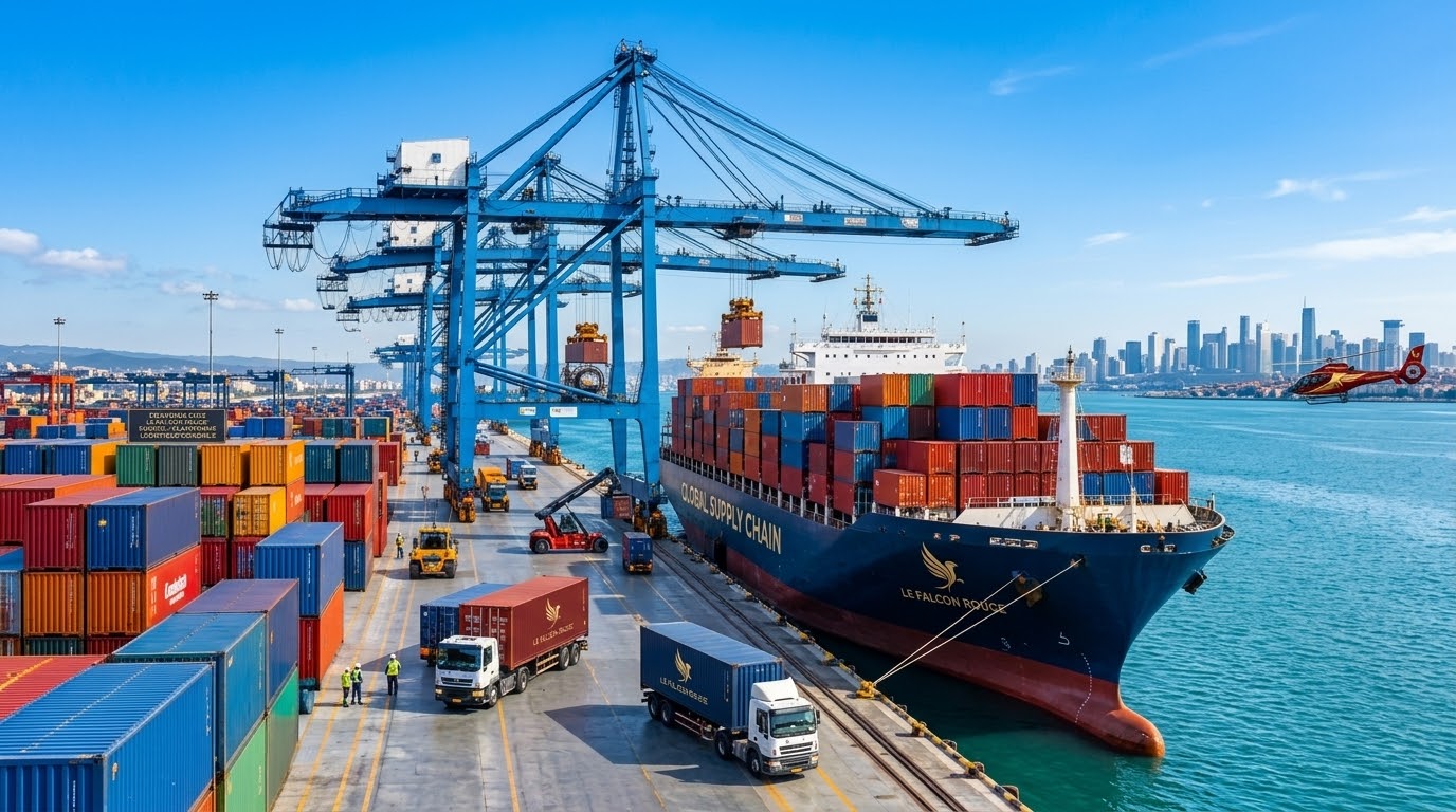 Conteneurs dans un port international