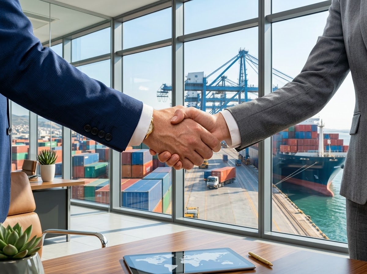 Poignée de main entre partenaires commerciaux