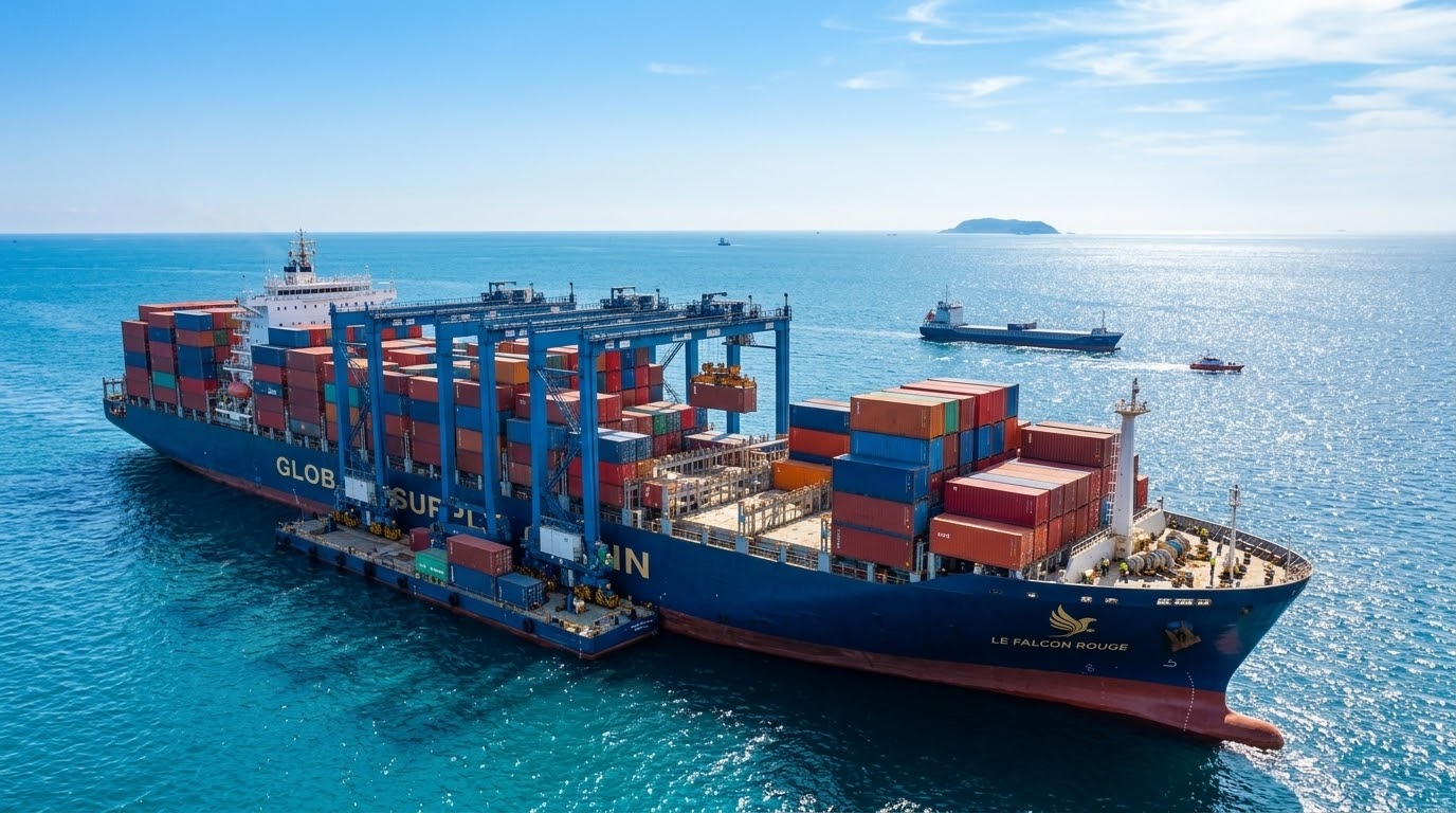 Cargo transportant des conteneurs